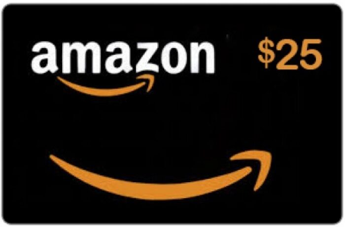 $25.00 eGift card from retailer of your choice (Amazon, Apple, B&N or Kobo).